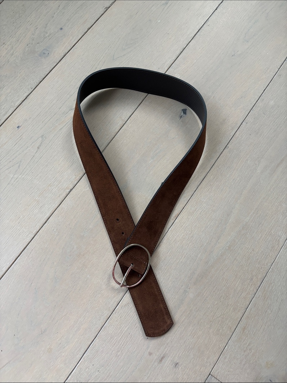 Brown leather suede belt